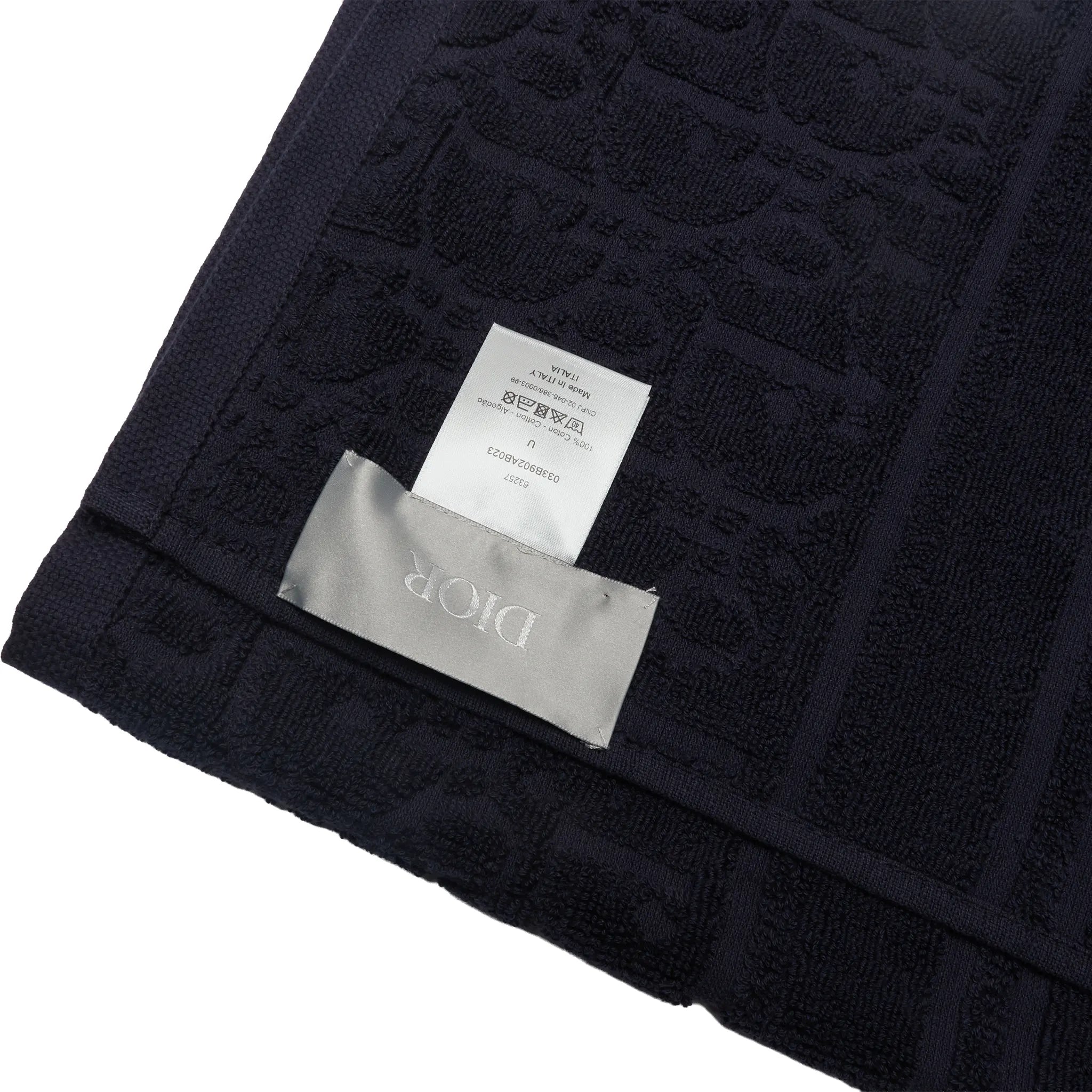 Logo View of Dior Oblique Classic Terry Cotton Navy Blue Bath Beach Towel 033B902AB023-502